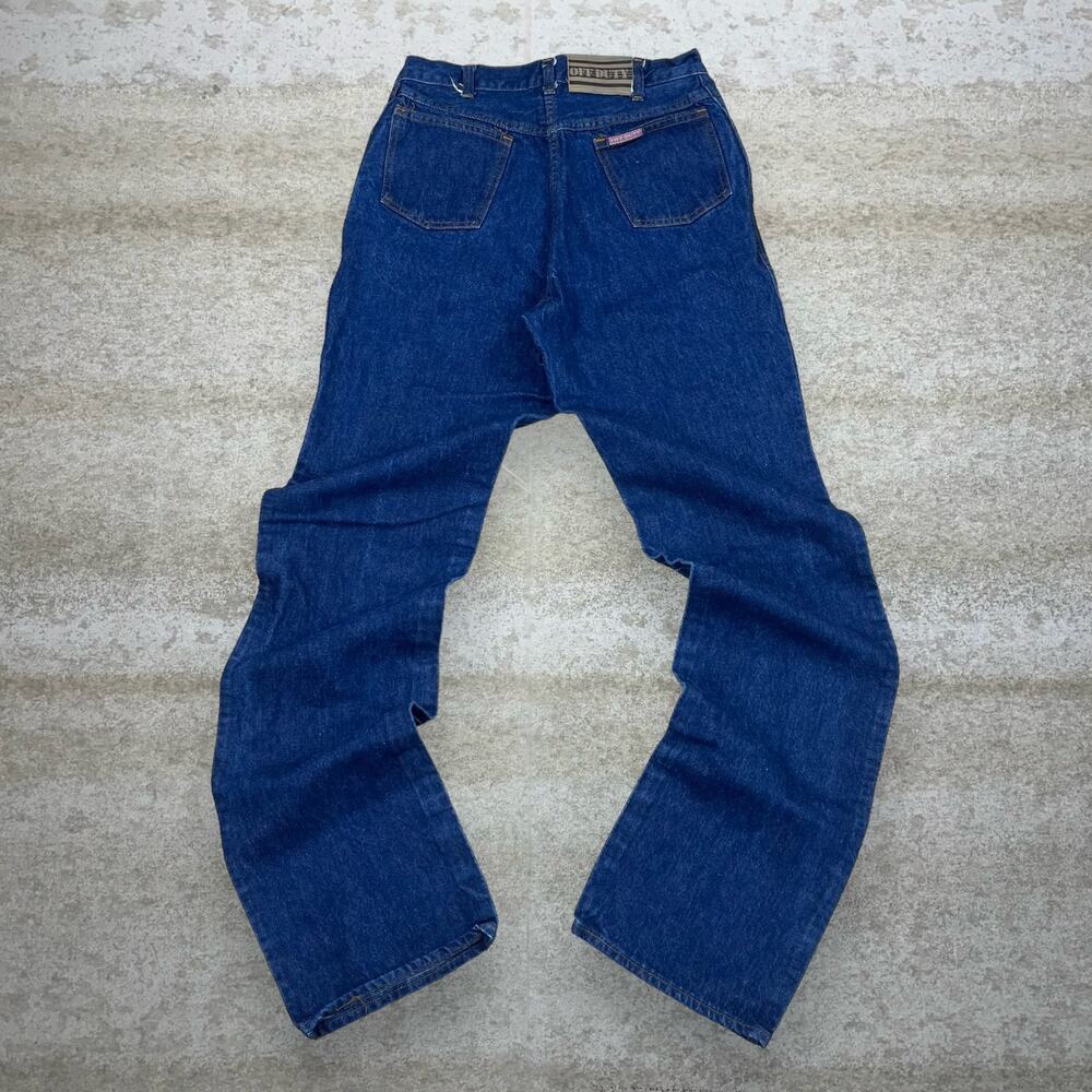 True Vintage 70s Off Duty Jeans 29x26 Straight Fit Dark Wash Denim Button Fly